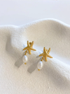 Starfish Pearl Earrings - Gold