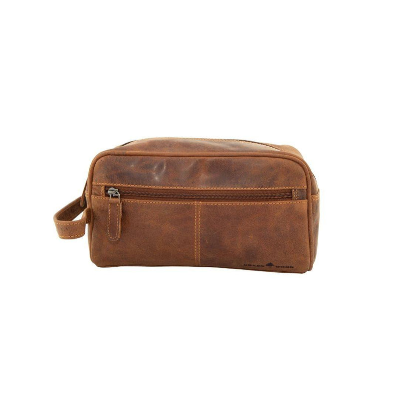 'Geelong' Leather Toiletry Bag - Sandel