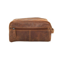 'Geelong' Leather Toiletry Bag - Sandel