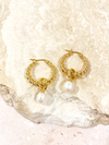 Twist Pearl Gold Plated Hoop Earrings