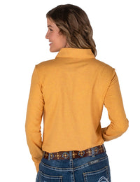 Mustard Jersey Pullover Button-Up Shirt