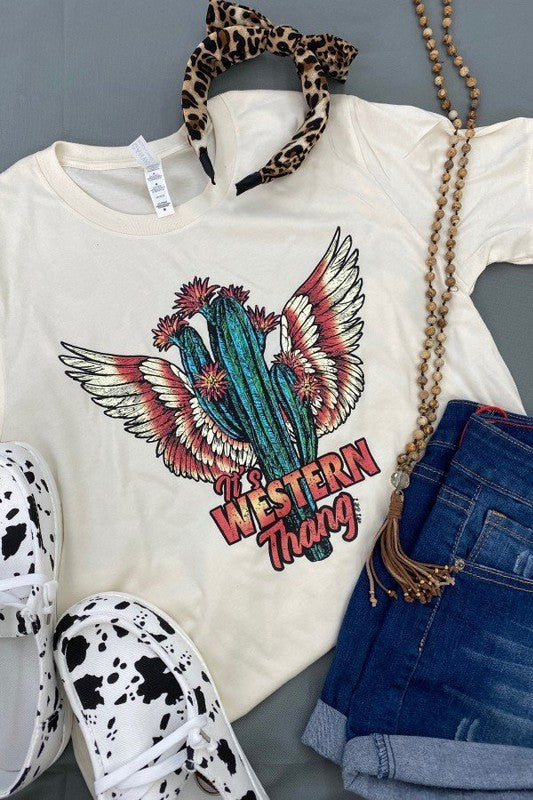 'Western Thang' Graphic Tee - Cream