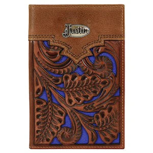 Justin Men's Low Profile Blue Inlay Rodeo Wallet