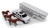 Ford F-350 Pickup with Horse Trailer and Horses - 1/32