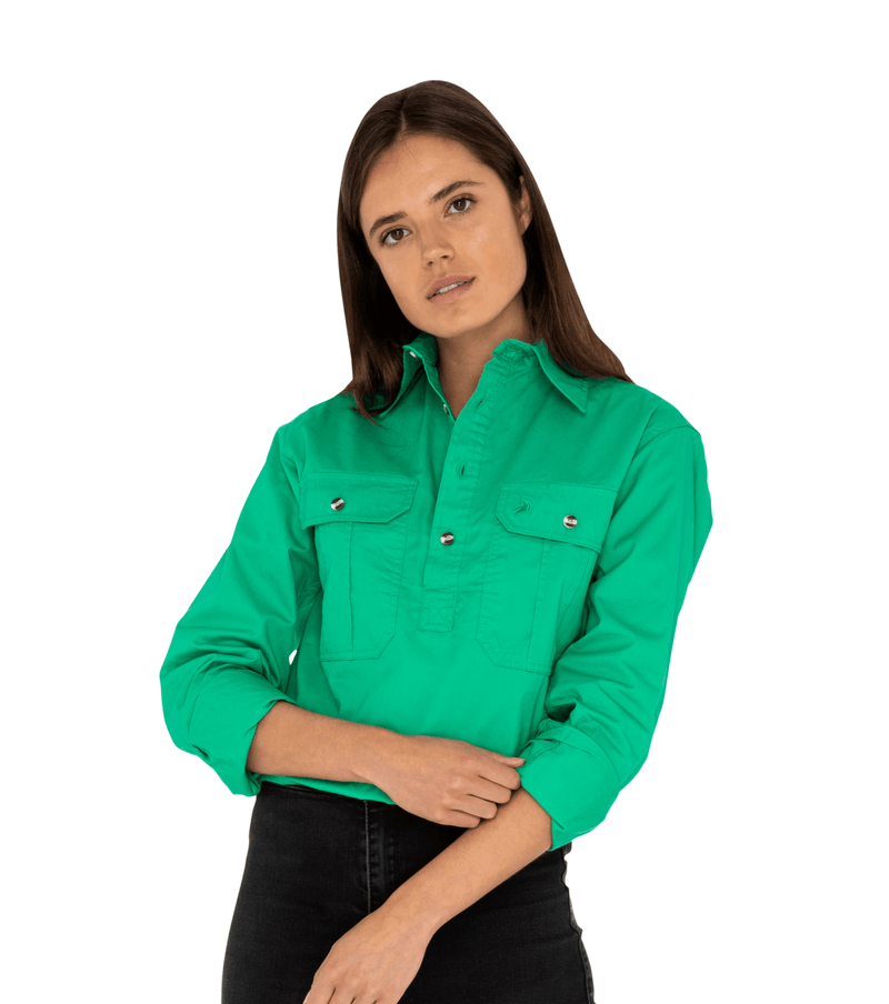 Unisex Half Button Workshirt - Green