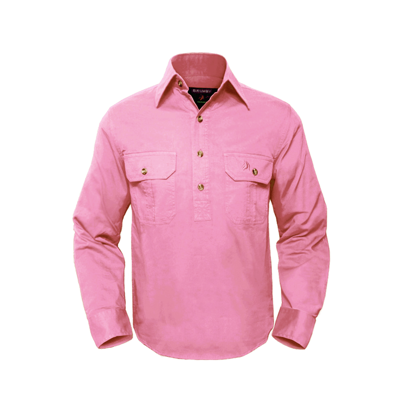 Unisex Half Button Workshirt - Pink