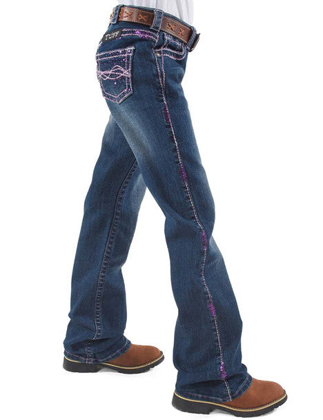 Girls 'Pink Sparkles' Bootcut Jeans