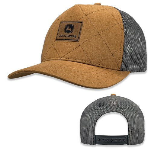 John Deere Quilted Canvas Cap w/Leather Patch Cap