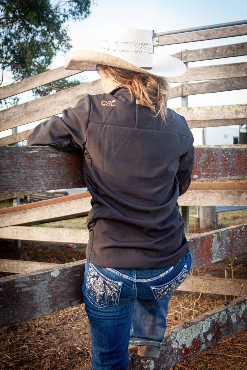 [SALE] Unisex Black & Gold Softshell Microfiber Fleece Jacket