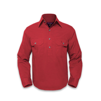 Unisex Half Button Workshirt - Red