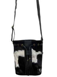 ‘Mingoola’ Cowhide Bucket Bag - Black