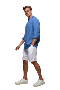 The Hampton Linen Longsleeve Shirt - Blue