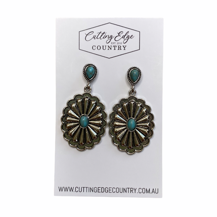 Small Turquoise Concho Earrings