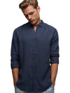 Tennyson Linen Longsleeve Shirt - Navy