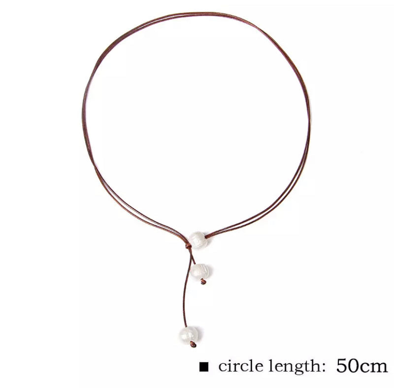 Faux Leather & Pearl Choker [Assorted Colours]