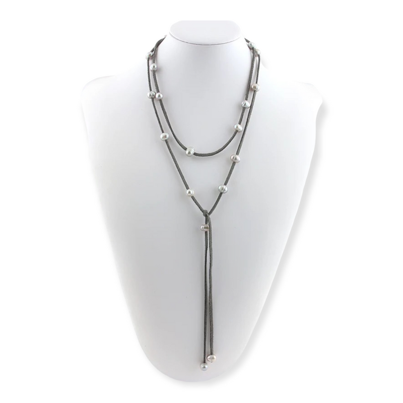 Faux Leather & Pearl Choker [Assorted Colours]