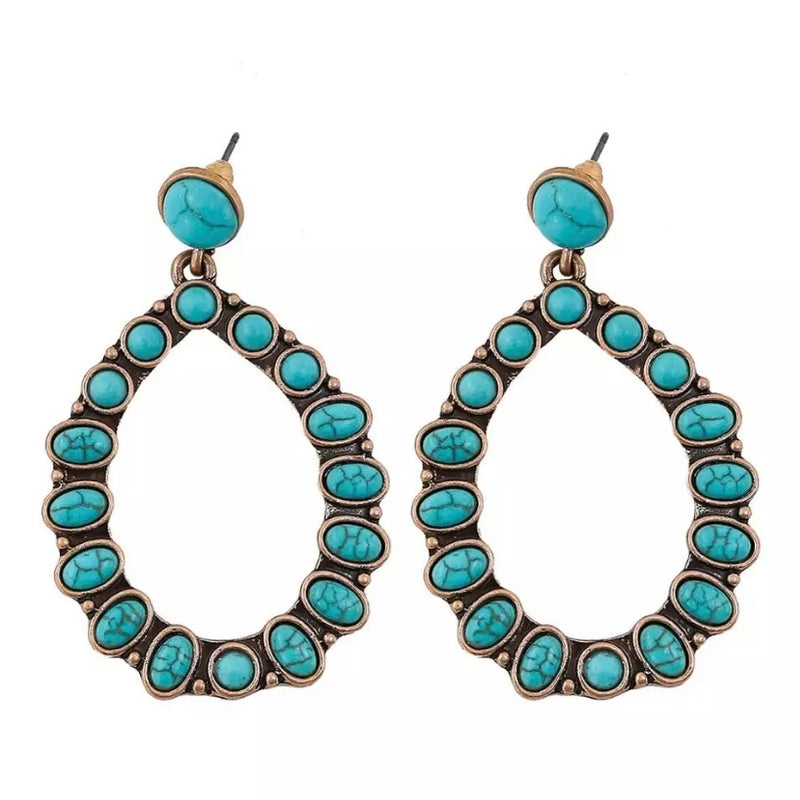 Antique Gold & Turquoise Drop Earrings