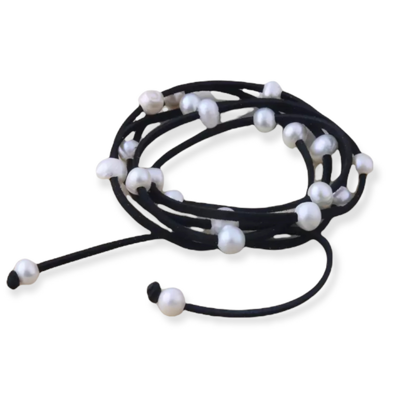 Faux Leather & Pearl Choker [Assorted Colours]