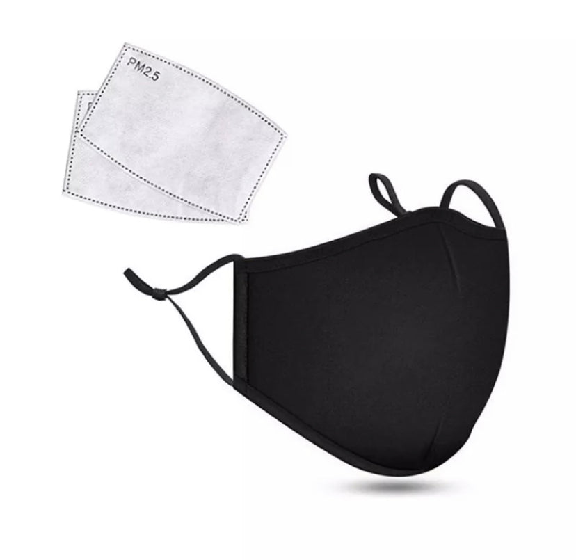 Black Cotton/Linen Face Mask