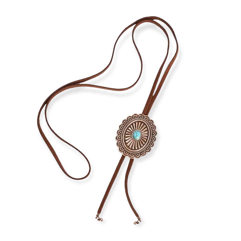 Antique Gold Tan Leather Choker