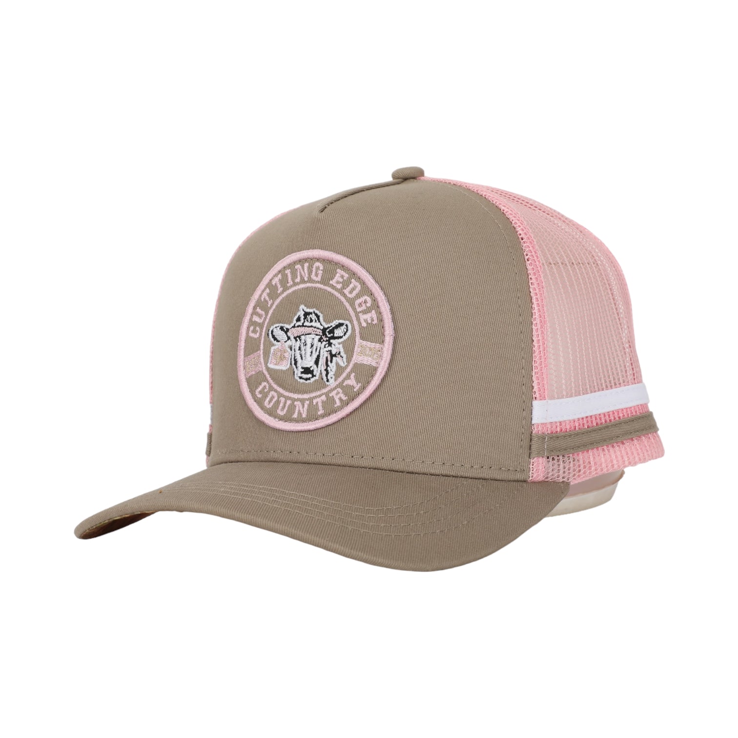 Beige & Pink Trucker Cap