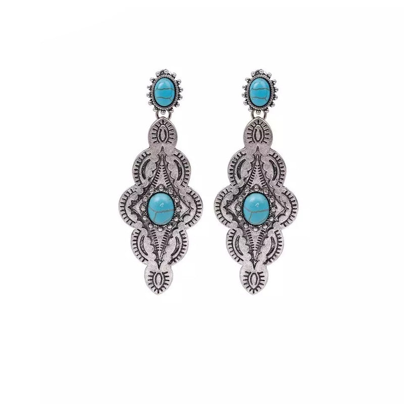 Turquoise Statement Concho Earrings