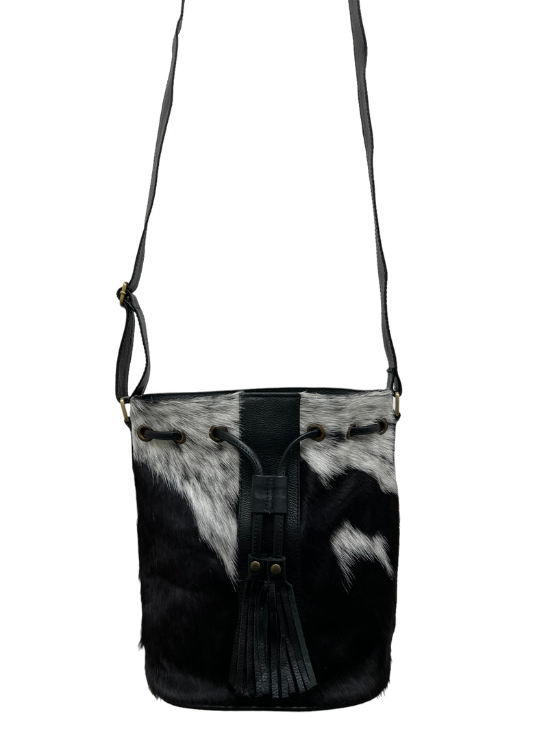 ‘Mingoola’ Cowhide Bucket Bag - Black